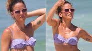 Fernanda de Freitas exibe tatuagem na virilha ao jogar frescobol de biquíni - Dilson Silva/AgNews