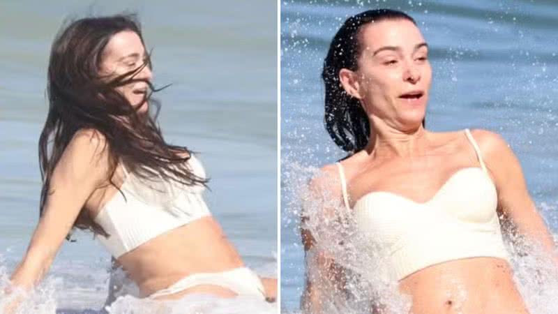 Quem nunca? Monica Martelli toma 'caldo' na Praia do Leblon, no Rio de Janeiro - Dan Delmiro | AgNews
